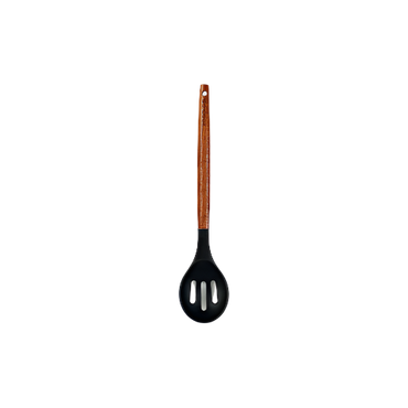 Go Cook Acacia Silicone Slotted Spoon Black – Heat-Resistant Kitchen Essential